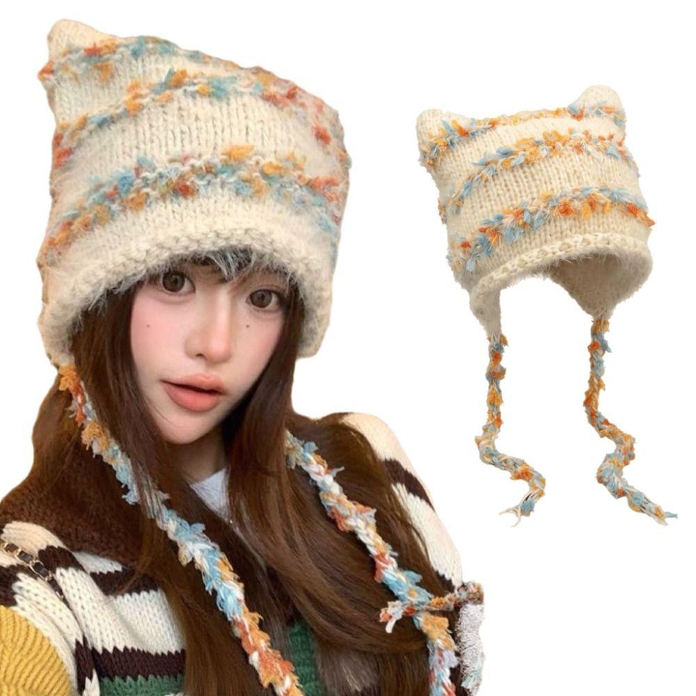 Thickened Winter Hat Ear Protection Pompoms Cap Fashion Knitted Cap Winter