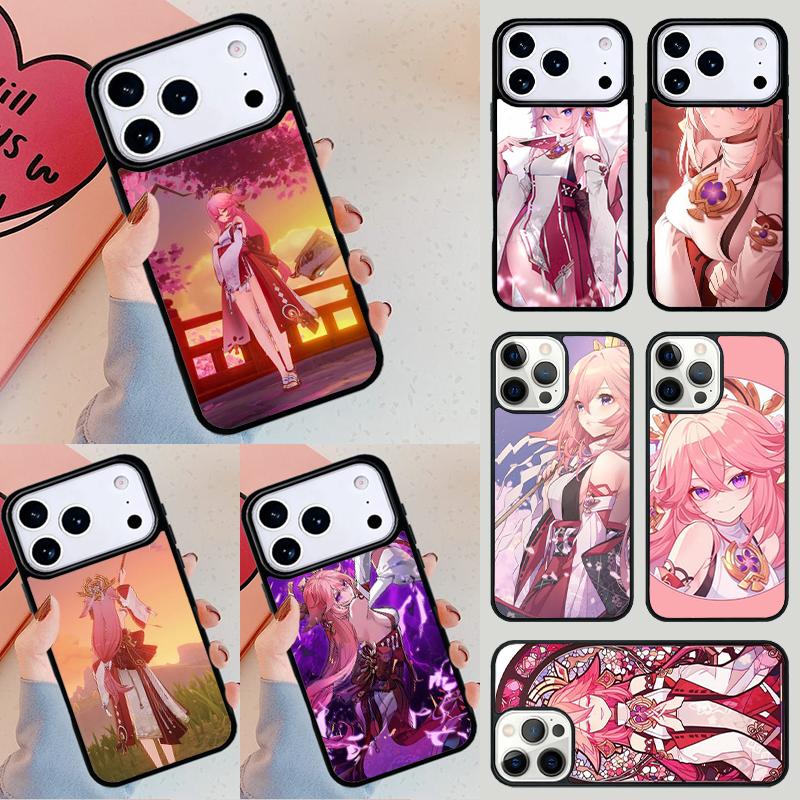 Чехол для телефона Genshin Impact Яэ Мико Для iPhone 17 Air 14 15 13 12 Max Чехол Для Apple 14 15 16 16e 11 Pro Max Plus Coque