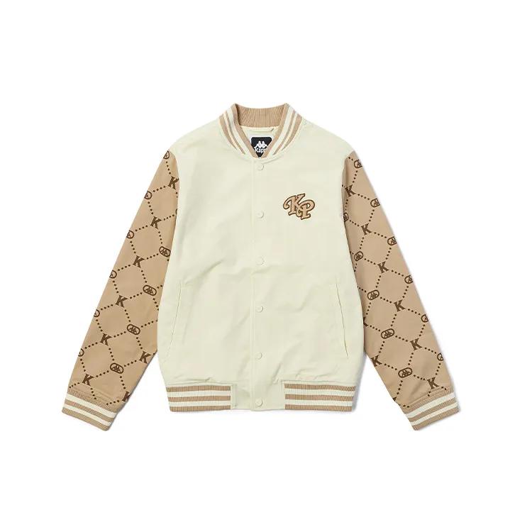 Kappa Baseball Jackets Women's Tallow White-0111 Baseball Collar Moderate Straight Fit (Unisex) Baseball Jackets K0C62JJ71M