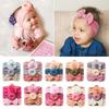 3PCS Per Set Mix Colors Organic Fashion Ball Bow Flower Girl Headbands Soft Cloth Elastic 22x14cm for Newborn Baby Girls