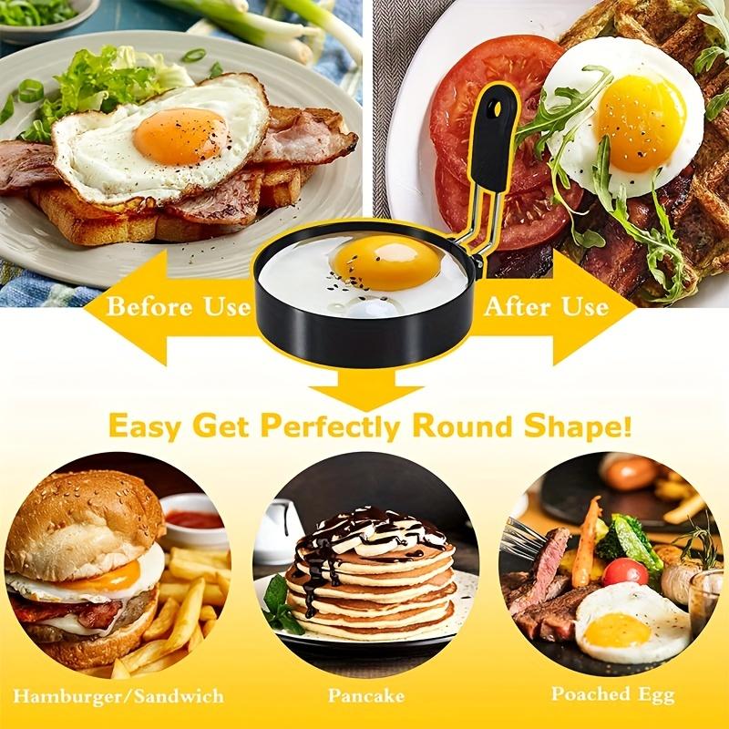 4pcs Stainless Steel Omelette Rings, Pancake Molds for Frying Eggs and Omelets, Kitchen Gadgets, Kitchen Utensils