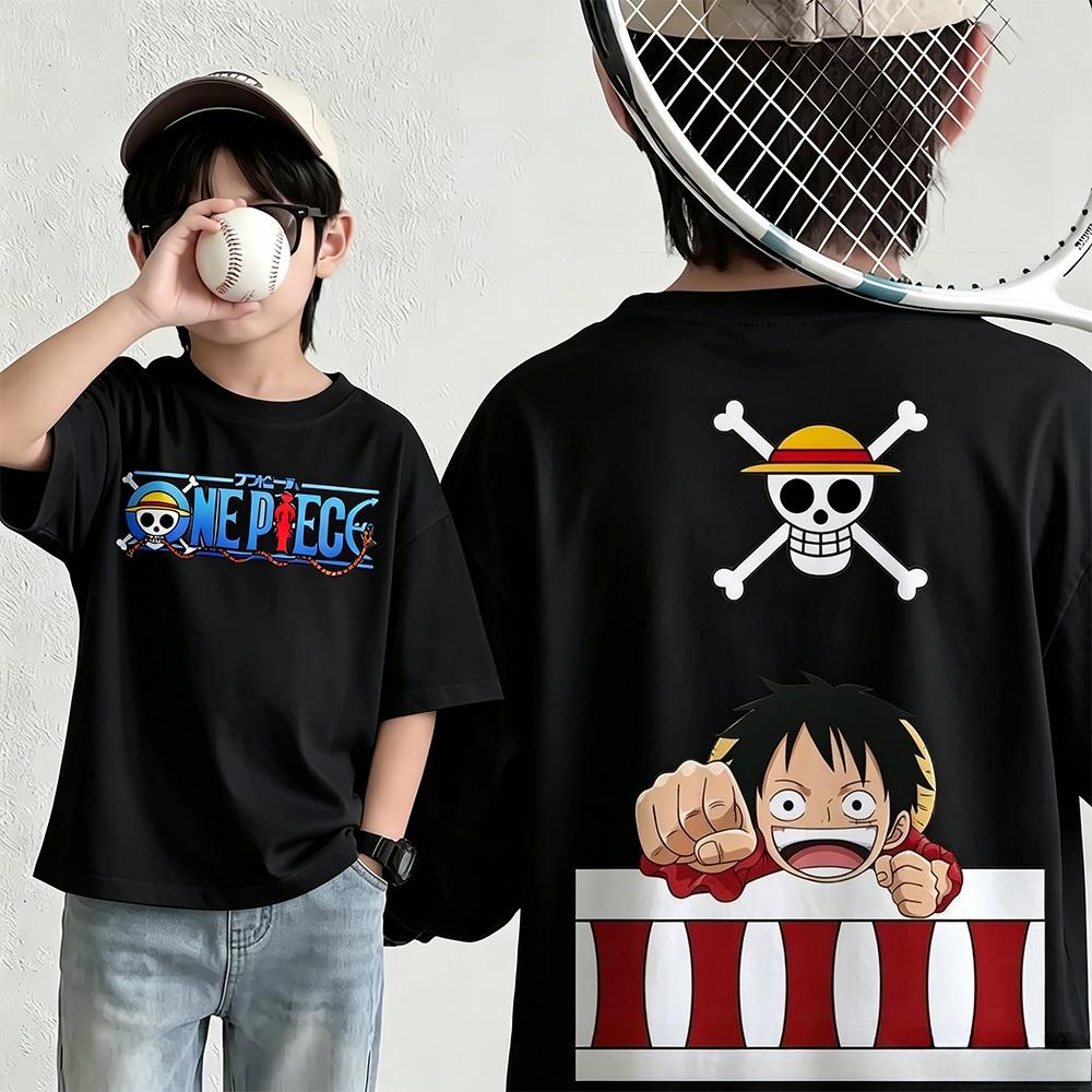 Summer New Arrival One Piece Pattern Tshirt unisex anime print casual shortsleeved fashionable streetwear top Y2K style