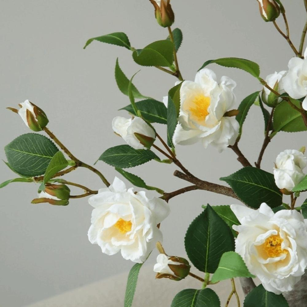 Plastic Silk Camellia Flower 52cm Fake Flowers Artificial Flower Branch Wedding Decor