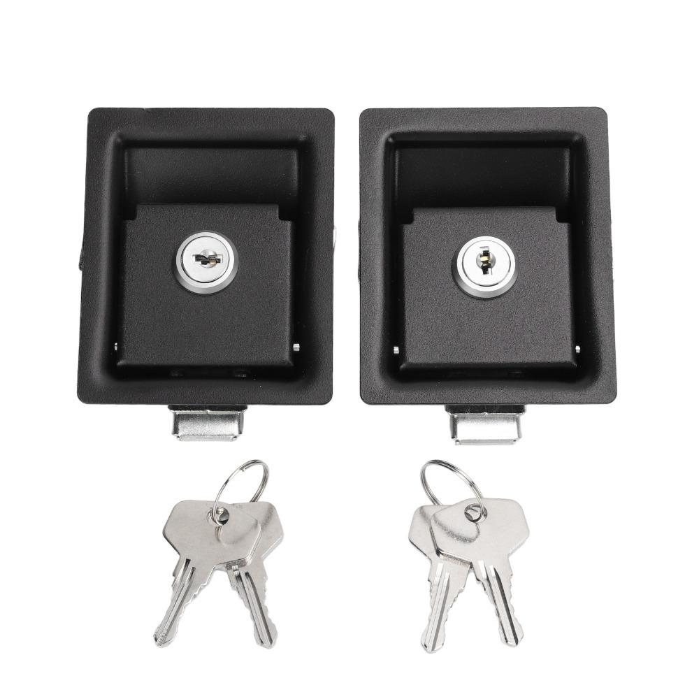 2 Pcs Replacement Lock Carbon Steel RV Handle Latch Black With Keys Toolbox Cabinet Lock Zinc Alloy Trailer Lock Panel Door