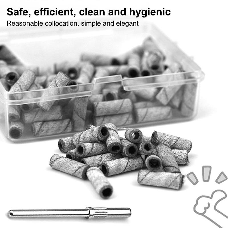 Versatile 3mm Nail Drill Bits 50 Pcs Set Effective Sanding Bands for Gel Acrylic Polish Treatment