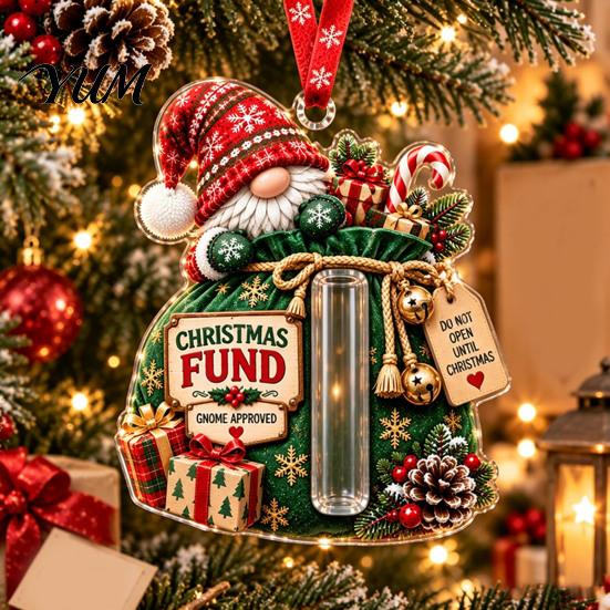 Christmas Party Favors Gnome Cash Holder Ornament, Acrylic Hanging Pendant for Holiday Money Envelope Alternative Tree Decoration, Surprise