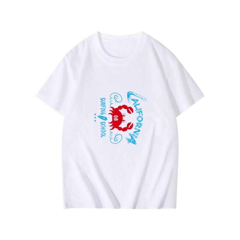 Летняя Свободная рубашка свободного покроя из чистого хлопка с принтом, с круглым вырезом и короткими рукавами, футболки мужские