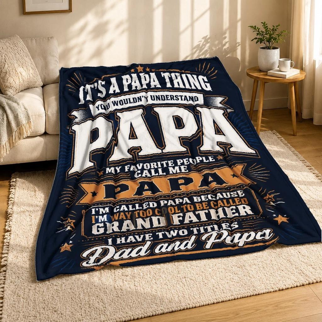 Dad And Papa Coral Fleece Blanket Family Gift Decor