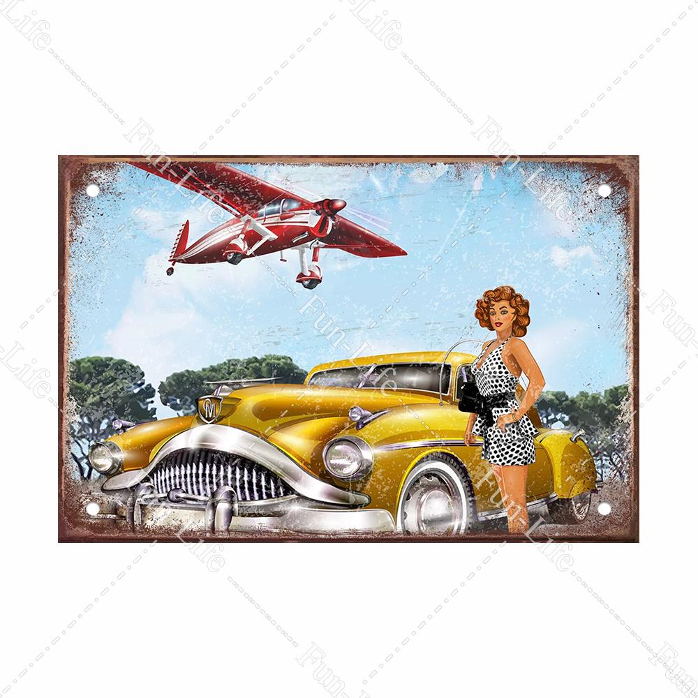 Красота девушки винтажный металлический плакат Ретро жесть Компактная автомобильная жестяная вывеска доска для домашнего паба, бара, кафе, гаража, декор стен 20x30 см