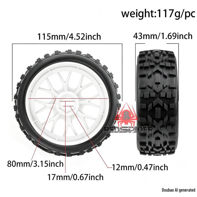 1/8 Scale Off-Road RC Car with Wear-Resistant All-Terrain UY Arrow Tires and Plastic Wheel Hub