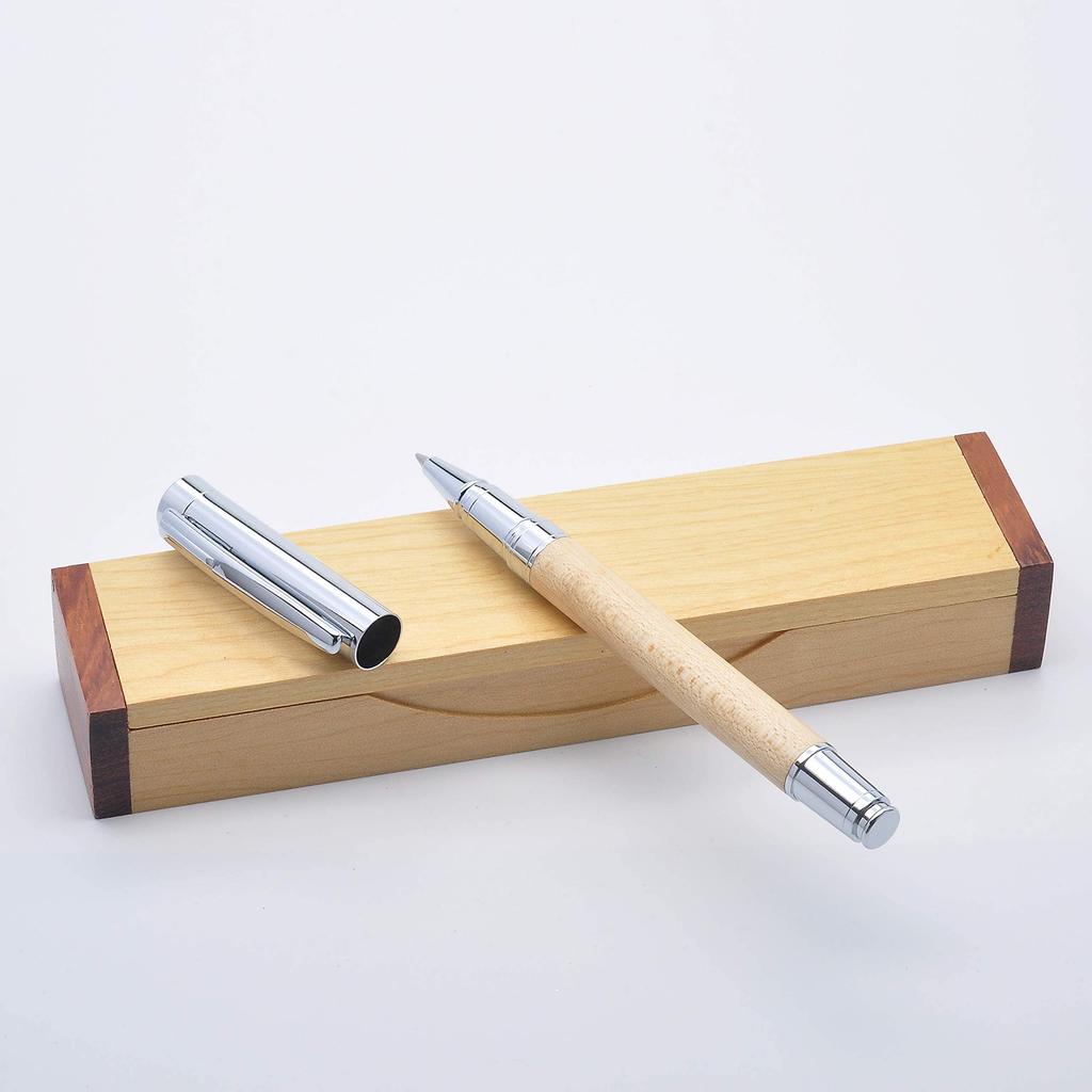 LACHIEVA LUX Luxury Writing Instrument Natural Wood Nib Ballpoint Pen Gift Set Gift Maple, German-Made Water-Based
