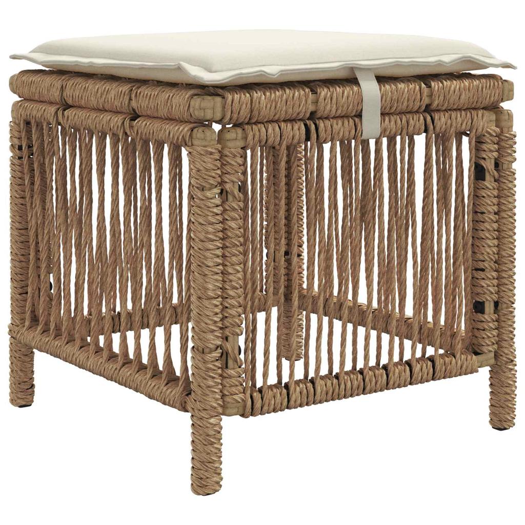 Garden Dining Set with Cushions 3 pcs Beige and Cream Poly Rattan