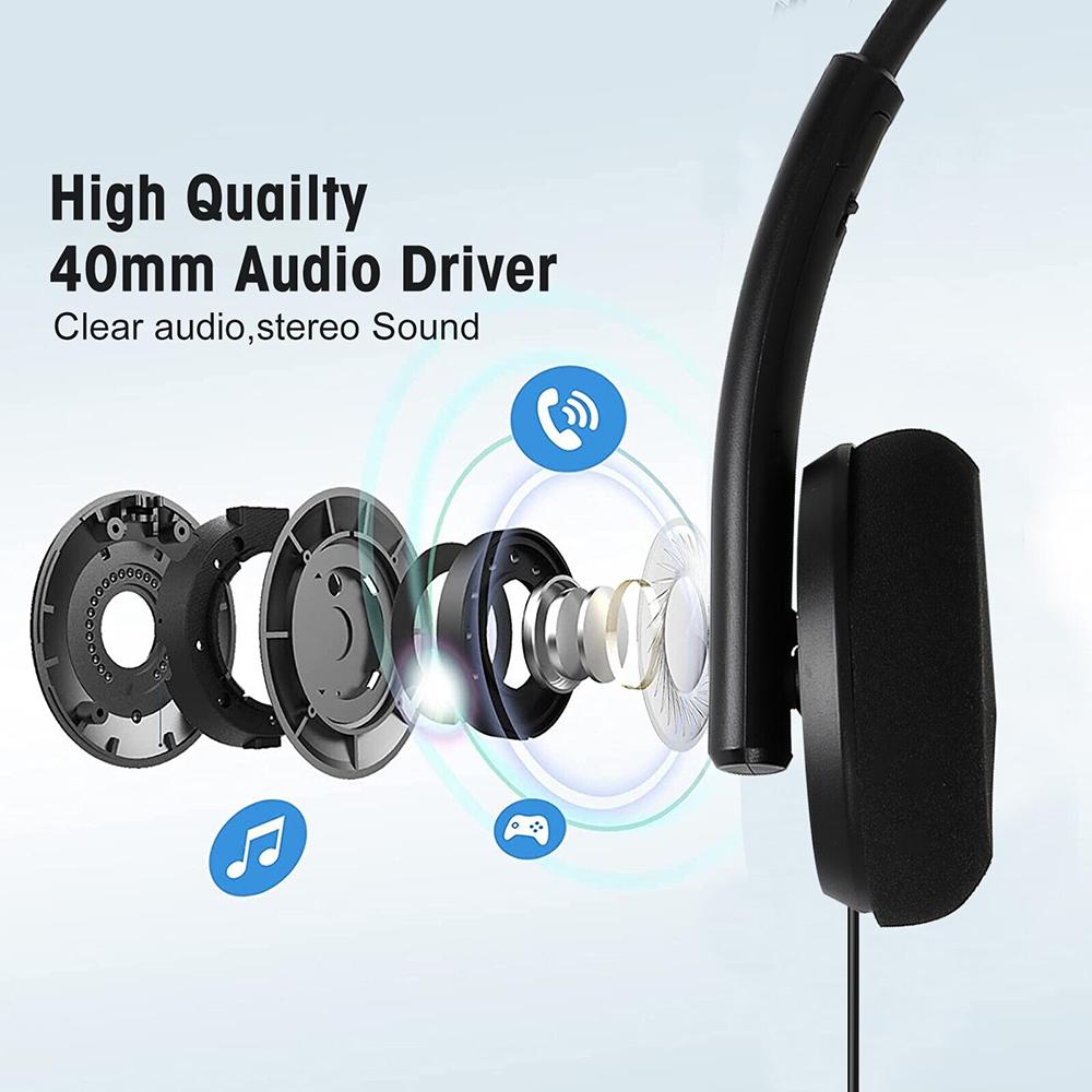 Проводная USB-гарнитура для колл-центра с шумоподавлением, вращающимся на 270° микрофоном, деловые наушники с громкой связью для ПК, домашнего офиса