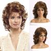 European Amd American Style Women's Daily Use Natural Looking Fluffy Short Wavy Wig with Side Bangs