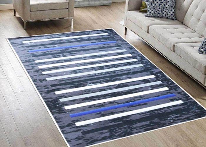 Tapis - MANI TEXTILE - Rayures Noir - 160x230 cm - Polyester - Antidérapant