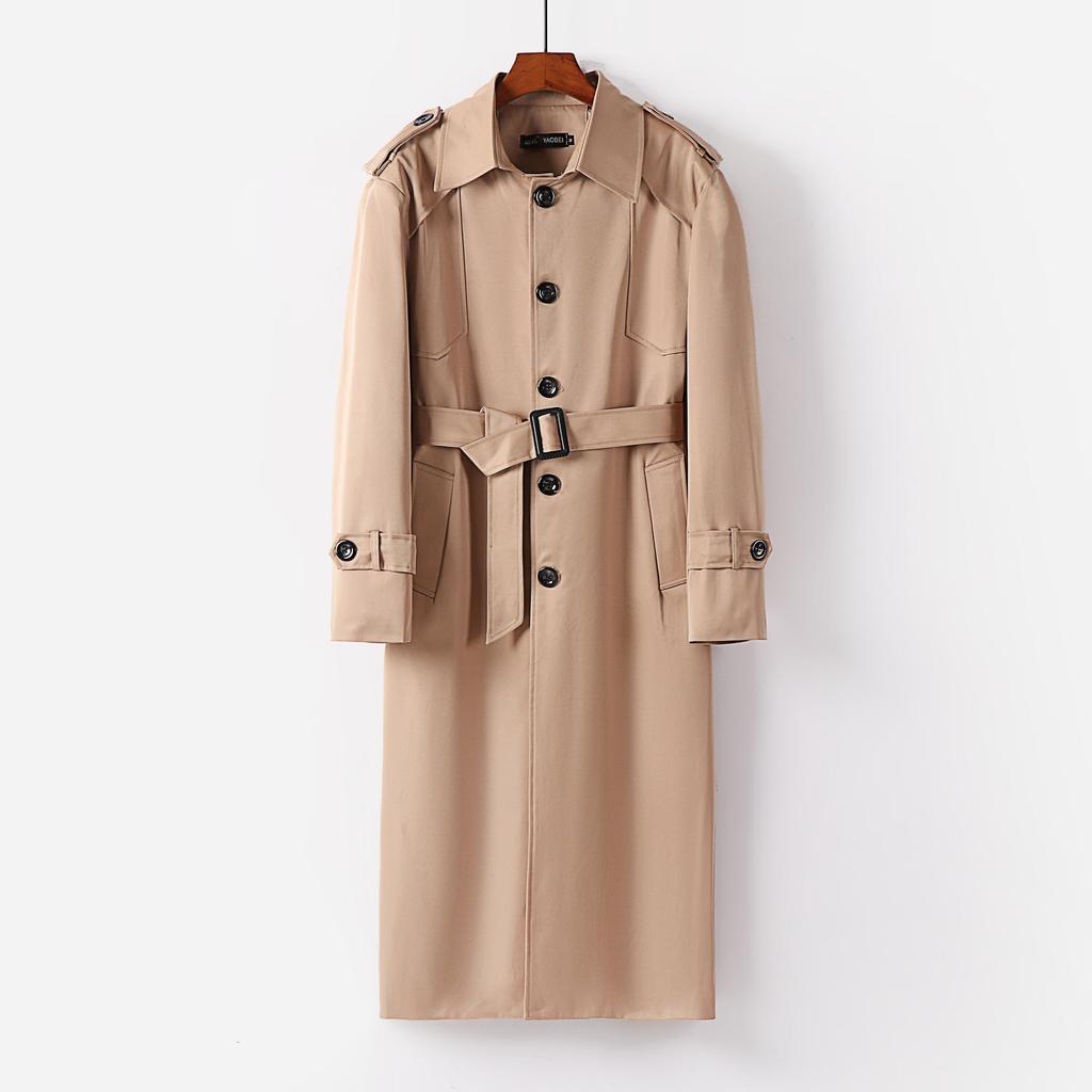 Мужской деловой длинный плащ, весна-осень-зима, однобортная британская ветровка, пальто для молодых мужчин