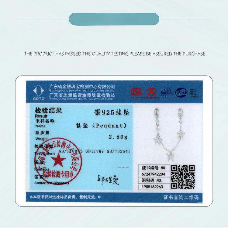 Butterfly Silicone Positioning Safety Chain Accessories, Fresh And Elegant S925 Sterling Silver Bracelet Beaded