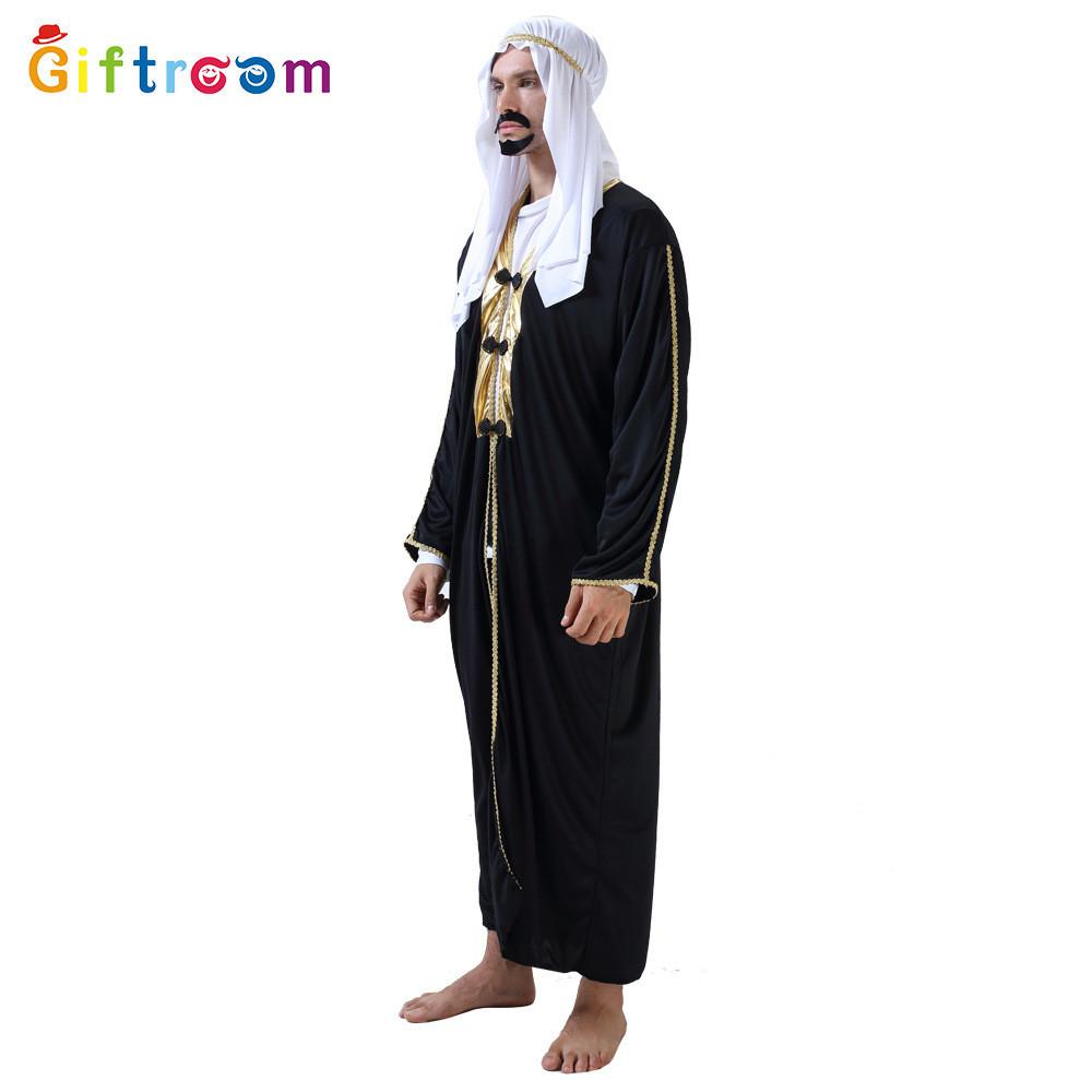 Middle Eastern Majestic Sultan Outfit For Male Dressup Featuring Luxurious Black Polyester