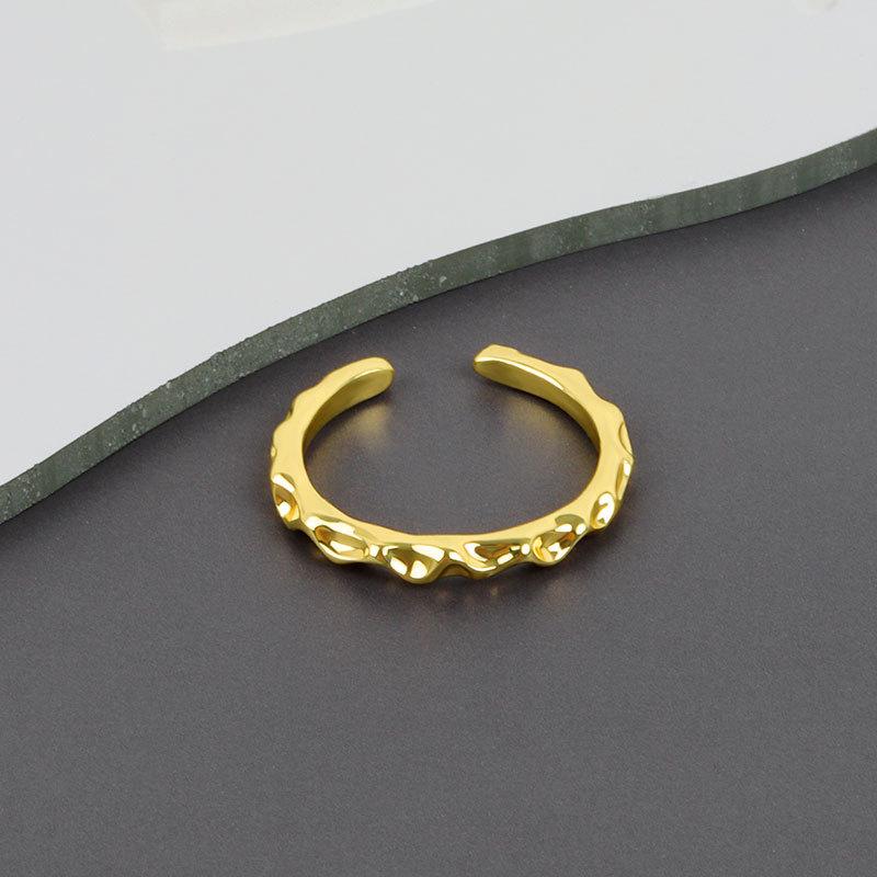 Geometric Glossy Concave Convex Shaped Ring Female Niche Design Personality High Sense Finger Ring Ins Cold Temperament Opening Index Finger Ring