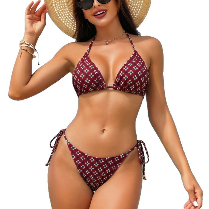 1011 new retro floral bikini sexy small breasts gather seaside vacation style split swimsuit female bikini