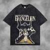 Горячая Распродажа Футболка с Графическим Принтом Neon Genesis Evangelion Мужская Женская Винтажная Стиранный Хлопок Летняя Новая Футболка Уличная Мода Y2K Повседневный Оверсайз Топ