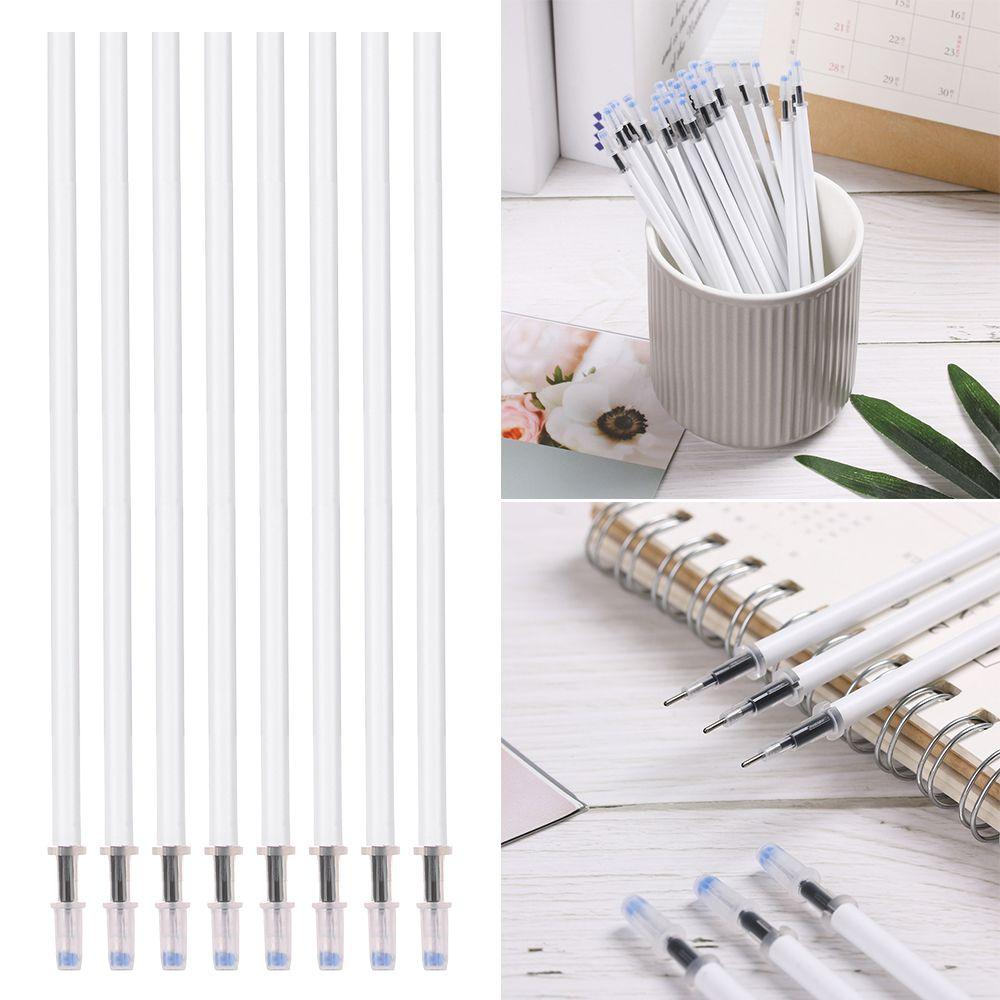 10 шт./лот, новые письменные принадлежности, фирменный белый цвет, корпус гелевой ручки, сменные стержни для черных чернил, средний наконечник