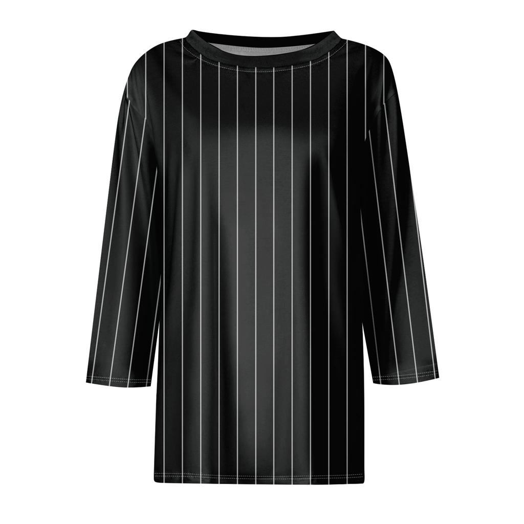 Женская модная повседневная свободная футболка с круглым вырезом и рукавами 3/4 с принтом, женский топ