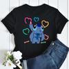 Kawaii Stitch Women's Fashion Top Casual Women's Round Neck T-Shirts Harajuku 90s Cute Stitch Women's Short Sleeves Tops Tees
