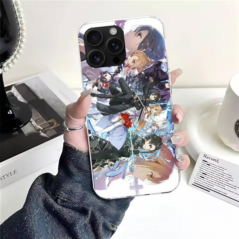 Аниме Sword Art Online SAO Мягкий чехол для телефона для IPhone 11 17 Air 16E 16 Pro Max 15 + 14 Plus 13 Mini 12 Apple 7 SE 8 Fundas Coque