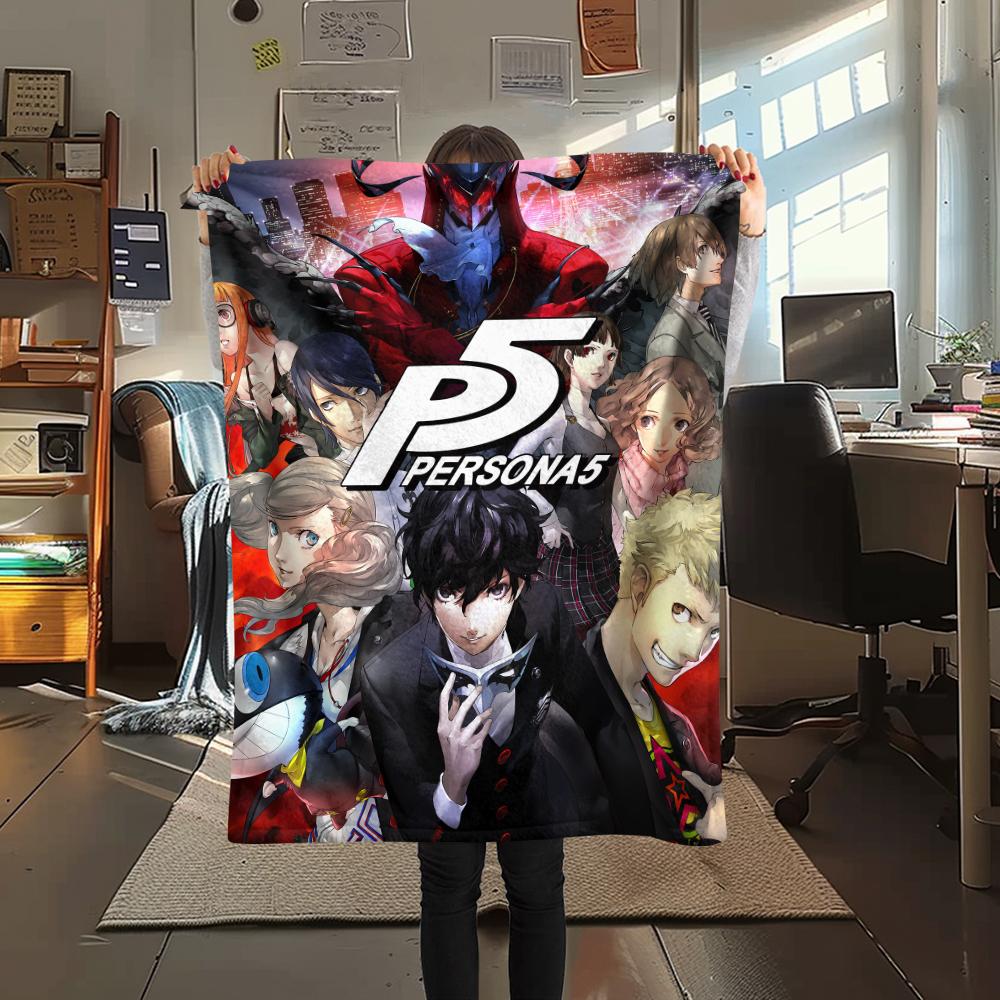 1PC Persona Print Flannel Blanket, High quality Comfortable for All Seasons, Home Decor, Warmth and Comfort, Perfect for Christmas Gifts106