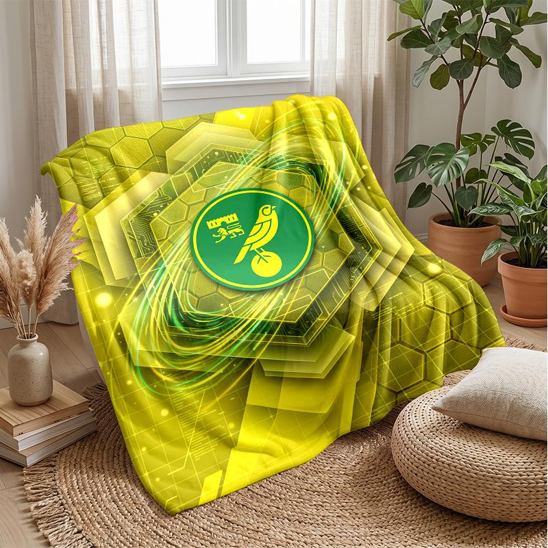 Norwich City Football Print Flannel Blanket, Soft Warm Lightweight Throw Blanket for Sofa Bed Camping