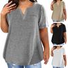 Женская футболка с V-образным вырезом, короткими рукавами и нагрудными карманами, однотонная повседневная свободная футболка для повседневной носки