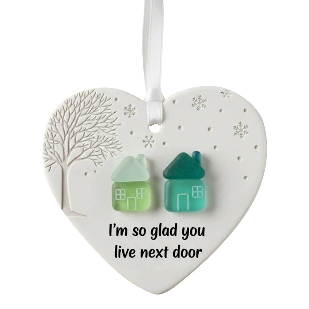 2d Acrylic Heart Shaped Sea Glass Friendship Decor,Friendship Heart Keepsake,Friendship Heart Ornament For Tree Hanging Ornaments,