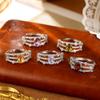 New S925 sterling silver citrine ring women's texture hollow design niche light luxury natural stone jewelry