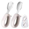 Shape Fits Small Hands Eating Happily Tecopeco Baby Spoon Fork Set with a Case Convenient To Carry Baby Food Tableware Baby Cutlery Set [The "wakka"