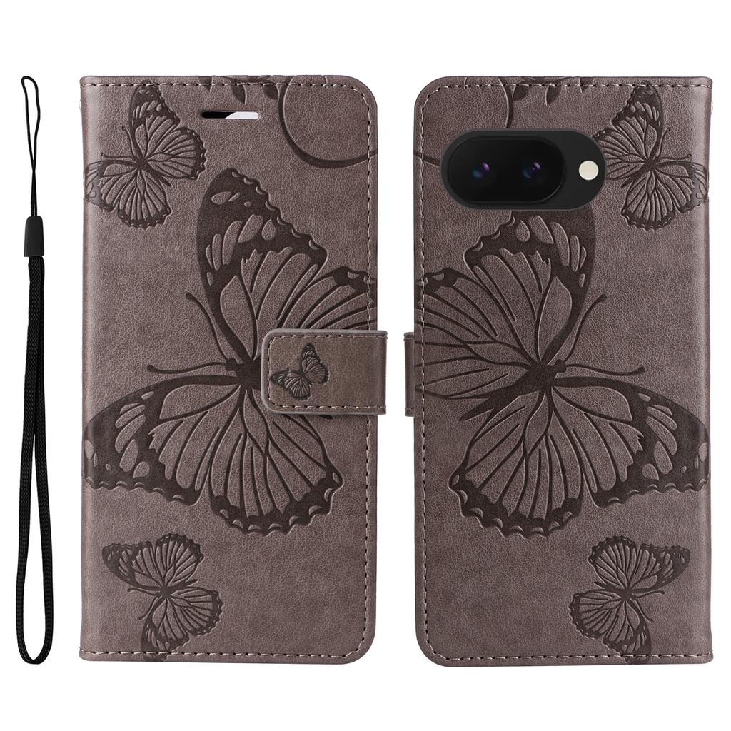 For Google Pixel 9a Wallet Case Floral Butterfly Imprinted Leather Phone Cover Stand
