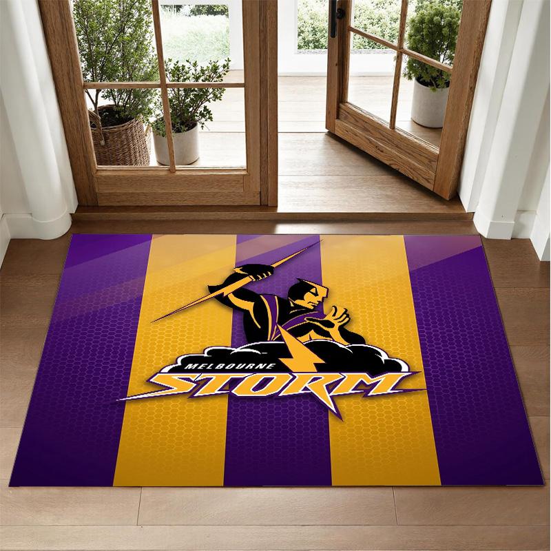 Melbourne Storm Design Crystal Velvet Rug Soft Decorative Mat for Bedroom Entrance