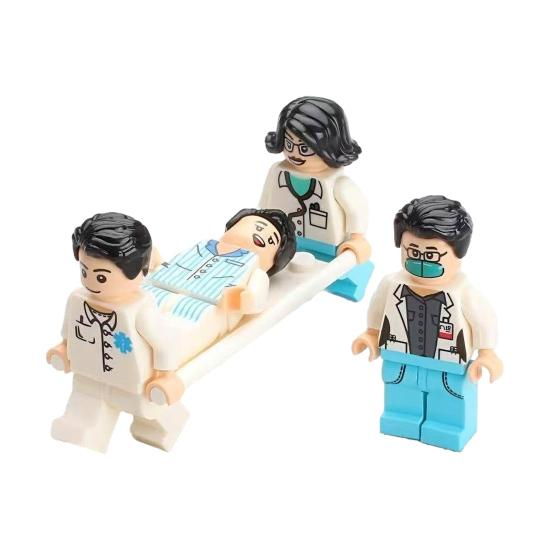 Mini Medical Scene Figures Set with Patient Nurse Doctor And Equipment Miniature Building Block Set for Pretend Play DIY Micro