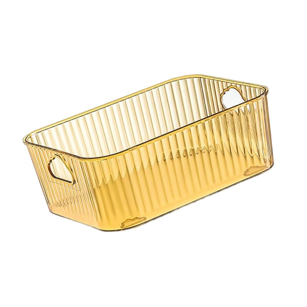 Transparent Bin Vanity Organizer Container for Pantry , Yellow