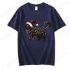 Woman Cute Cat Christmas Graphic Print T-shirt  Holiday Tee Shirts Casual O Neck Fashion Short-sleeve Soft Cat Mom Creative Tops