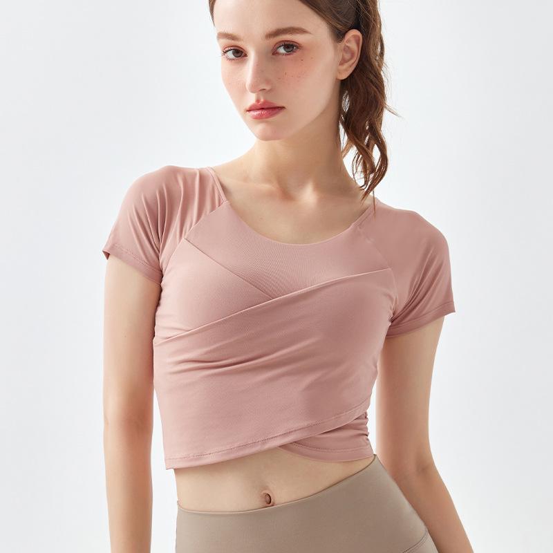 Женский укороченный топ для йоги Nude Feel с коротким рукавом, быстросохнущий, сексуальный и спортивный