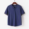 Summer Cardigan Men's Short-Sleeved T-shirt T-shirt Cotton and Linen Led Casual Men's T-shirt Summer