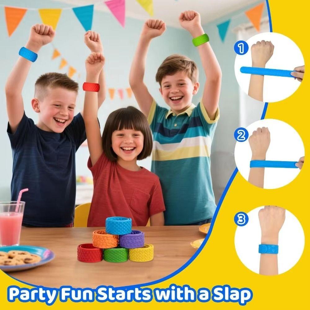 6pcs Wearable Design Sensory Textured Wristbands Childs Slap Band Toy Kids Birthday Gifts