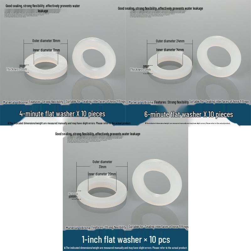 Silicone rubber gasket for 4-minute water heater: flat sealing ring, shower inlet pipe, 6-point, 1-inch water meter.