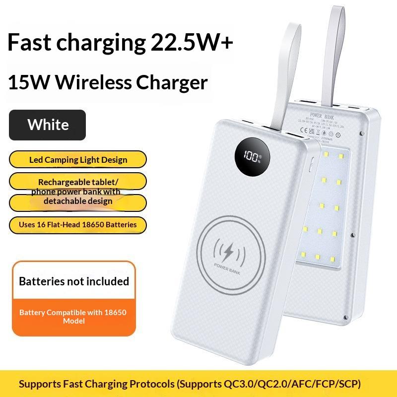 P12 12pcs 18650 Battery Power Bank Case Shell Diy Dual Usb Type C 10W 22.5W 15W Wireless Charging Battery Not Included For Phone