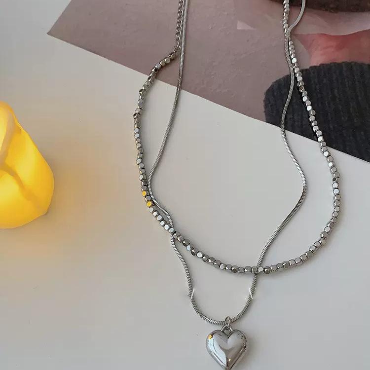 Двухслойное ожерелье Love, несколько таэлей из сломанного серебра, милая и крутая модная цепочка на ключицу, нишевый дизайн, высококачественная цепочка на шею, женский прилив