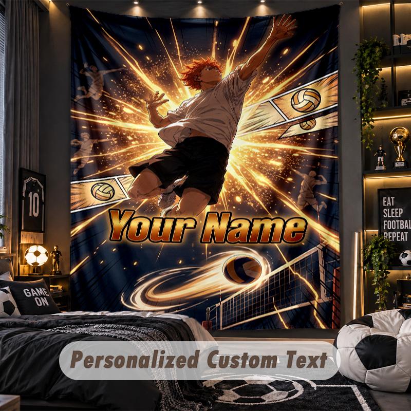 Personalized Wall Tapestry,Haikyuu Custom Printed Name, Fabric Wall Art For Indoor Room Backdrop