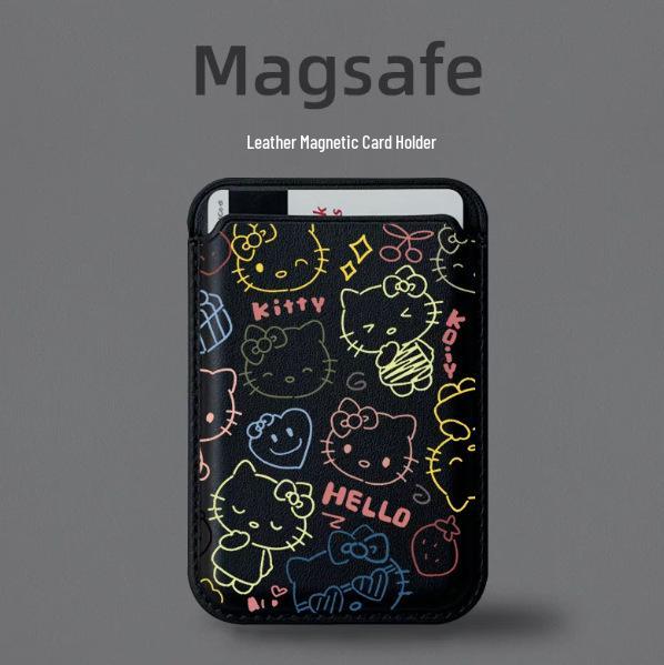 Чехол-кошелек из кожи с рисунком Hello Kitty MAGsafe для телефона Apple
