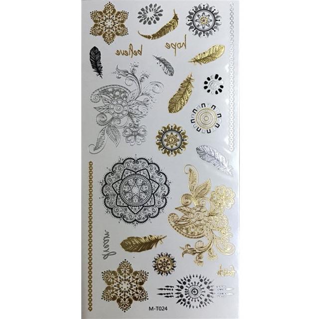 Metallic Gold Butterfly Tattoo Silver Waterproof Temporary Tattoos Stickers On The Body Women Men Boho Resort Style