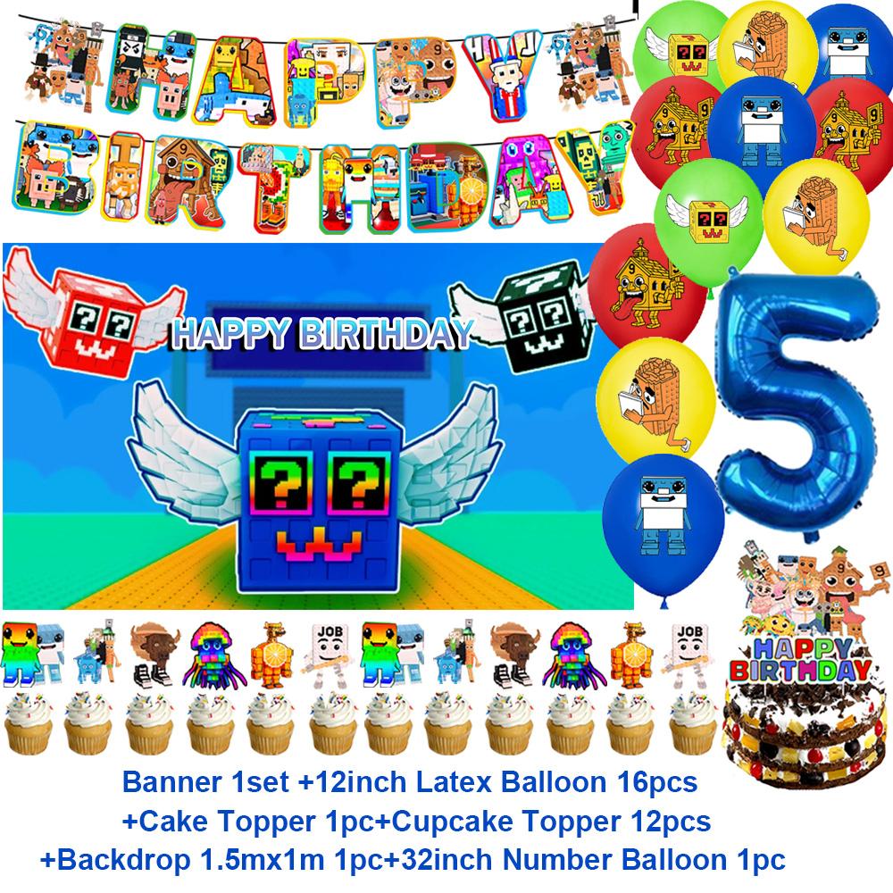 Steal n Catch The Brainrot Birthday Party Decorations Number Balloon Cake Topper Popular Game Background Party Supplies Kid Gift